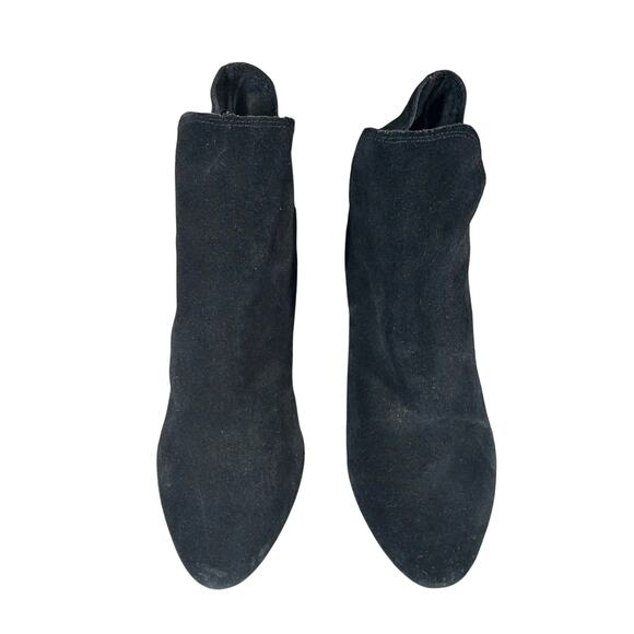 STEVE MADDEN! BLACK GENUINE SUEDE LEATHER, DEEP SIDE CUT CHUNKY BOOTS! SZ 8.5M - Picture 4 of 10